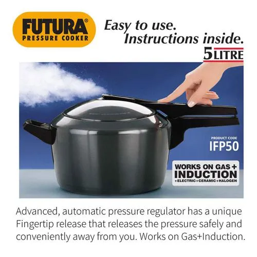 Hawkins Futura Hard Anodised Aluminium Pressure Cooker - Induction Base Black, IFP50, 5 L-3.webp